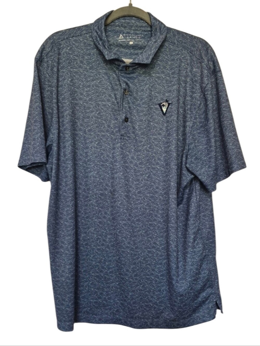 Bermuda Sands Men's Size Large Blue Polo Shark Print